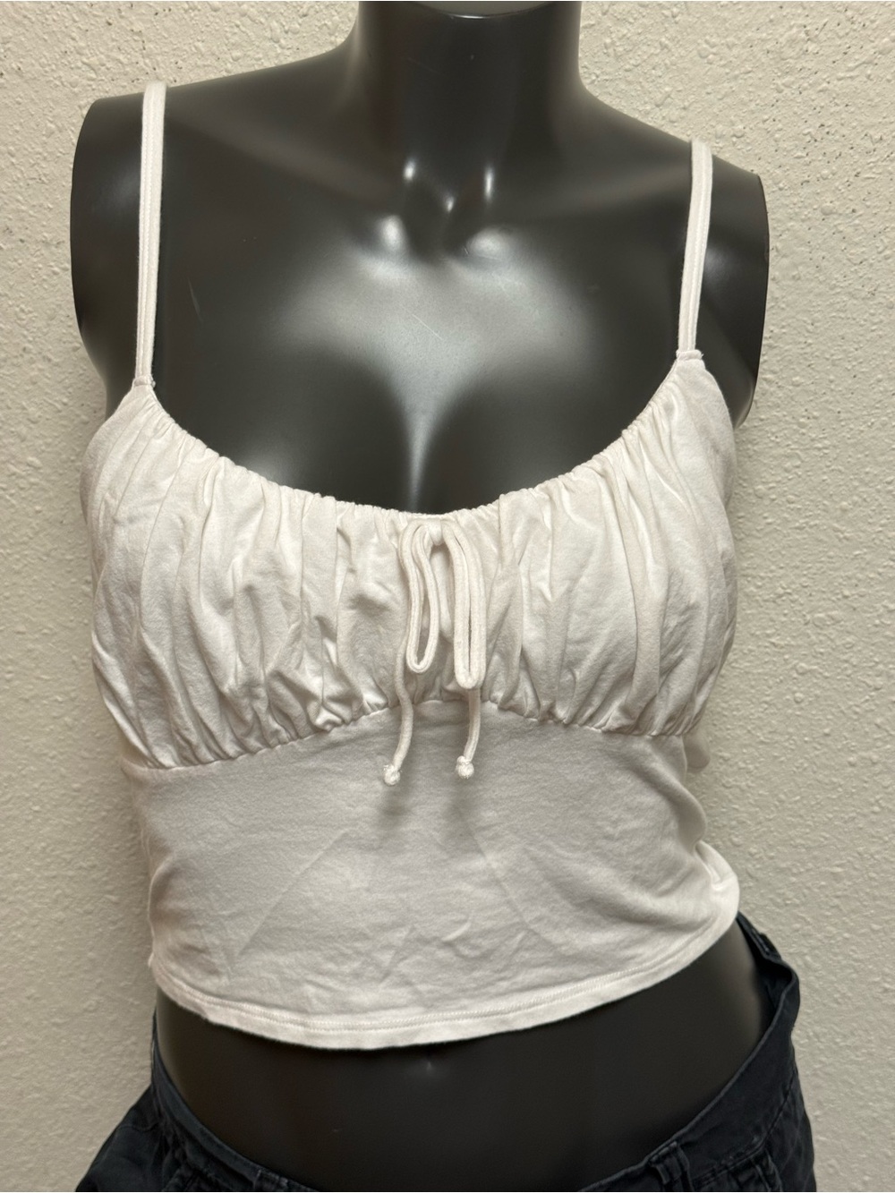 Hollister White Ruched Tie-Front Crop Cami